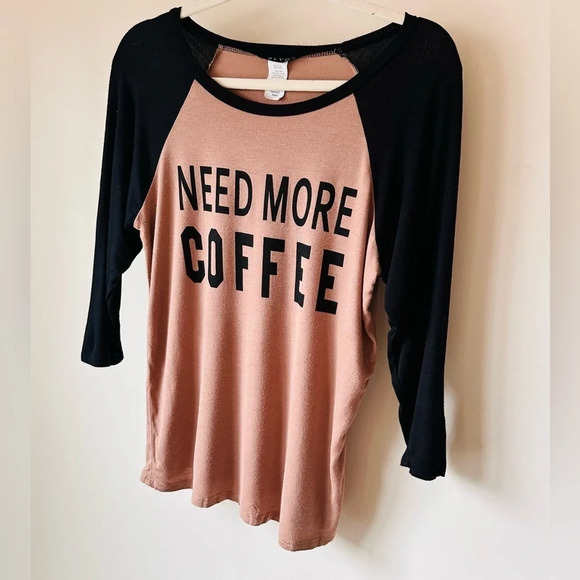 BLVD “Need More Coffee” Raglan Shirt - Size S - Picture 3 of 10